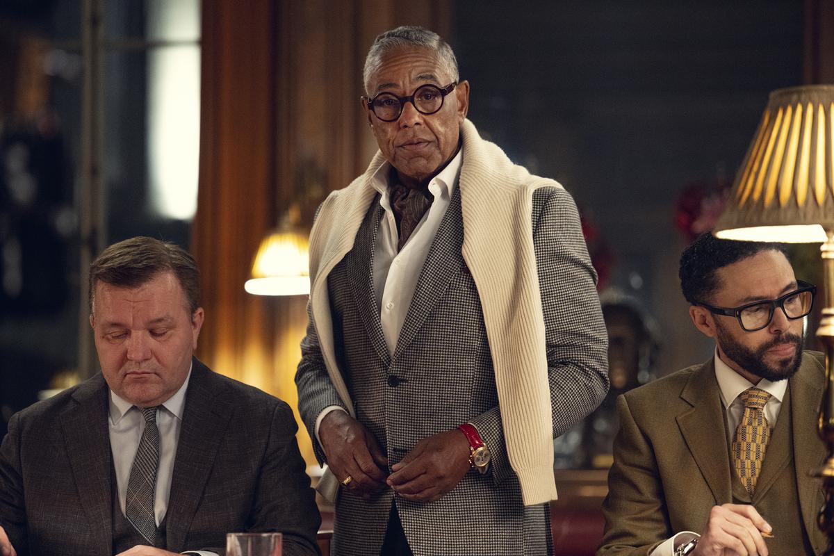 The Gentlemen (2024 TV Series) – A Stylish Crime Caper That’s More Than Just a Spin-Off 5 | Mania Africa | maniainc.com Stanley Johnston (Giancarlo Esposito) and his associates exemplify the series' stylistic nuances - The Gentlemen Series Review - Mania Movies