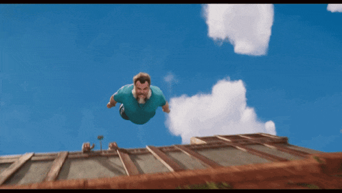 A Minecraft Movie Review: A Super-Fun Blocky Adventure That Nails the Sandbox Spirit 2 | Mania Africa | maniainc.com A Minecraft Movie gif of Steve jumping from a cliff - A Minecraft Movie Review - Mania Movies