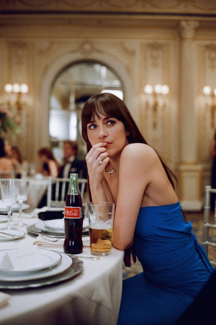 The “Materialists” Movie Review: When Love Becomes Math, and Desire Gets a Price Tag 16 | Mania Africa | maniainc.com Lucy seated at a table in the 2025 movie Materialists by A24, A Romance Film directed by Celine Song - Materialists Movie Review - Mania Africa