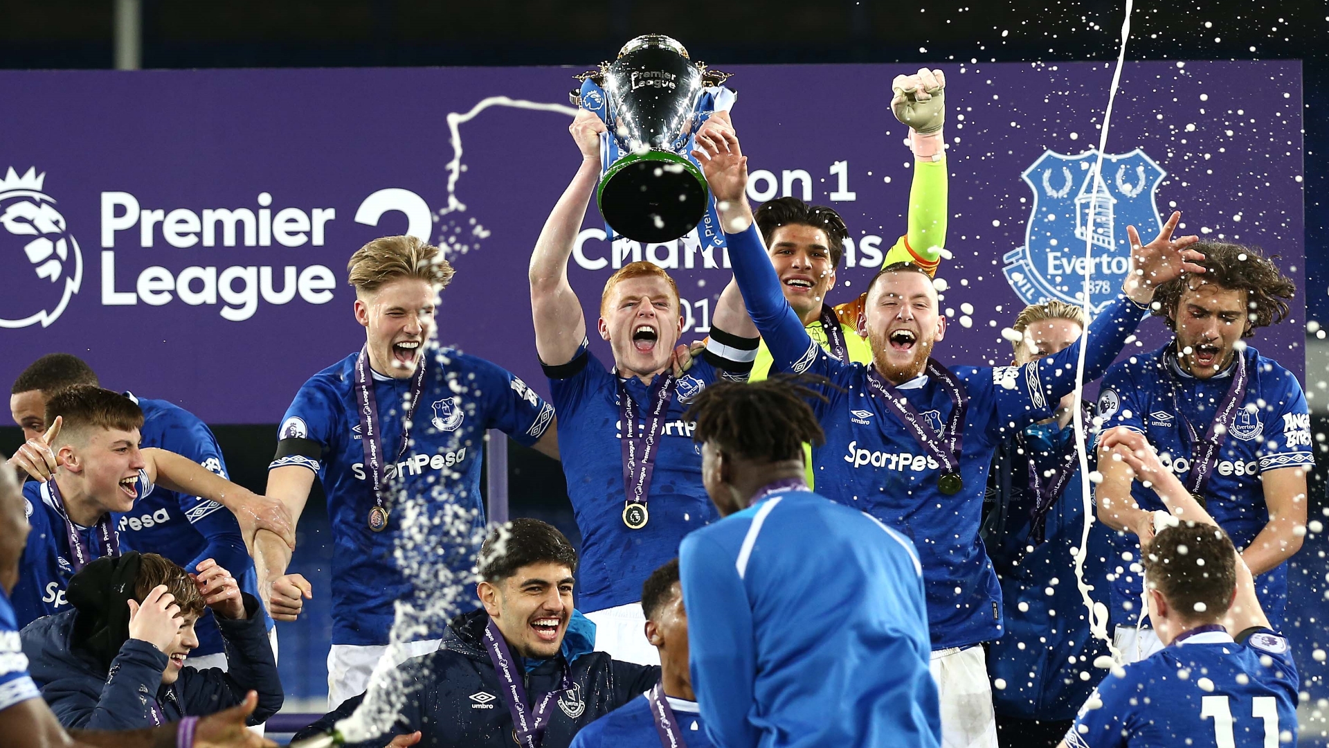 Everton's David Moyez celebrating their UEFA Conference League win back in 2023 - Mania Sports