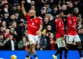 Bryan Mbeumo celebrating his goal in their 2-0 win against Man City - Man Utd 2–0 Man City - Michael Carrick and the New Dawn at Manchester United - Is This the Turning Point