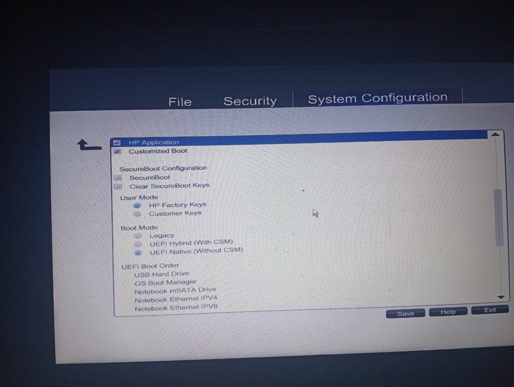 Boot Options in the HP BIOS Settings on my old HP Laptop - Mania Developers