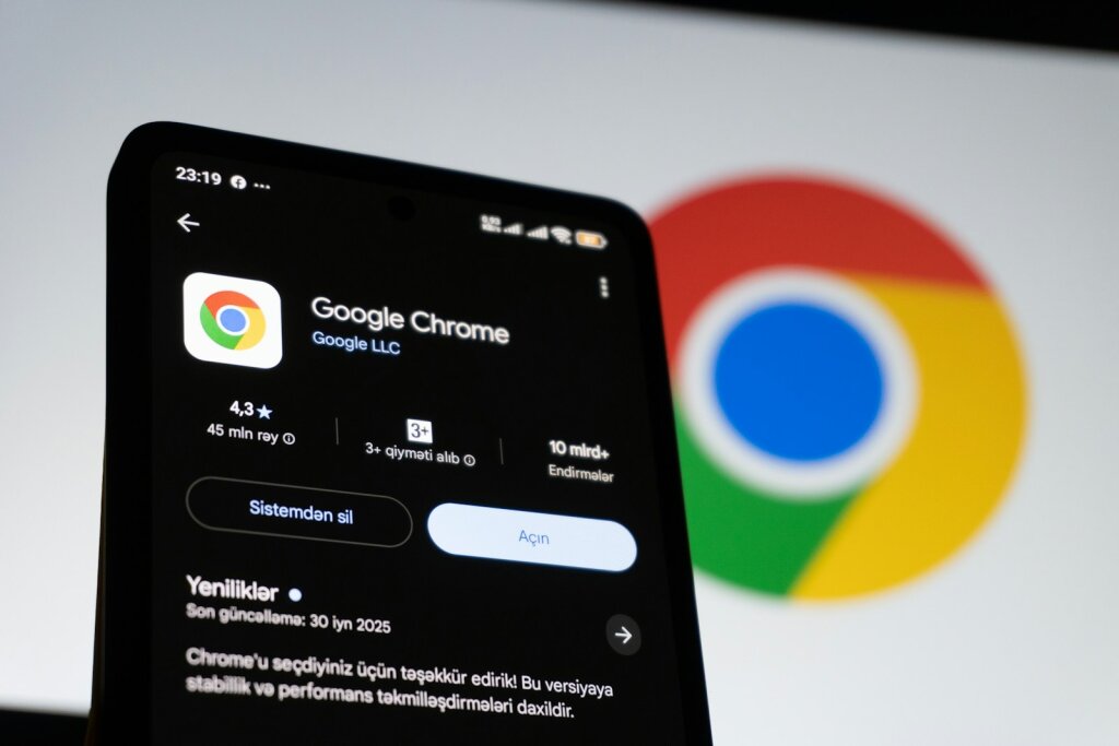 Preventing AI Chat Data Theft: Enhancing Security Against Malicious Chrome Extensions & How to Protect Your Privacy 13 | Mania Africa | maniainc.com Google chrome app on a smartphone with logo