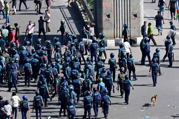 Political Earthquake Rocks Bangladesh: The Aftermath of PM Sheikh Hasina's Shocking Resignation and Exile 9 | Mania Africa | maniainc.com Bangladeshi police trying to quell protests during anti-government student-led demonstrations | Political Earthquake Rocks Bangladesh: The Aftermath of PM Sheikh Hasina's Shocking Resignation and Exile | Mania Politics