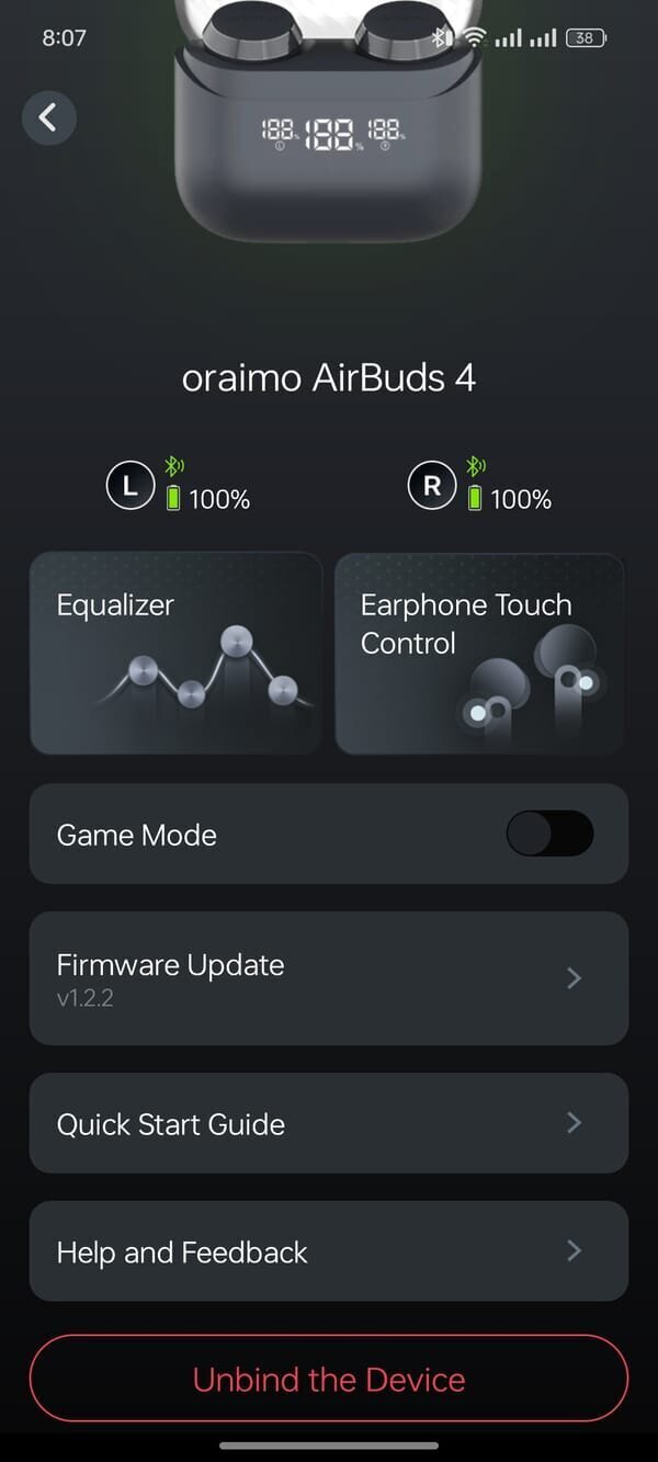 Oraimo AirBuds 4 ENC True Wireless (TWS) Earbuds Review 14 | Mania Africa | maniainc.com Oraimo Sound App connected with Airbuds 4 ENC TWS | Mania Africa: News, Sports, Tech, Movies, and Lifestyle | maniainc.com