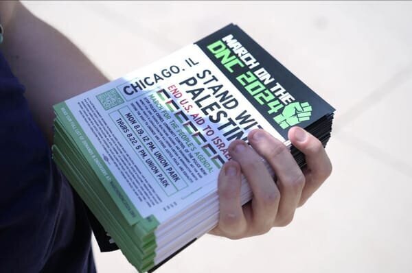 Protesters Rally in Chicago as Democratic National Convention Kicks Off: Calls for Action on Gaza Intensify 11 | Mania Africa | maniainc.com Protest flyers calling for an