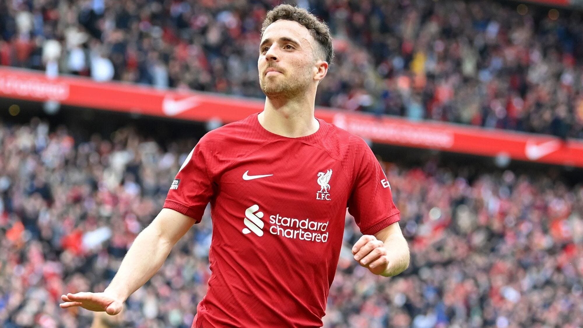 EPL GW 34 Results: Man City Dethrone Arsenal as Man Utd and Liverpool Secure Wins and Tottenham Loses Out 3 | Mania Africa | maniainc.com Diogo Jota celebrates