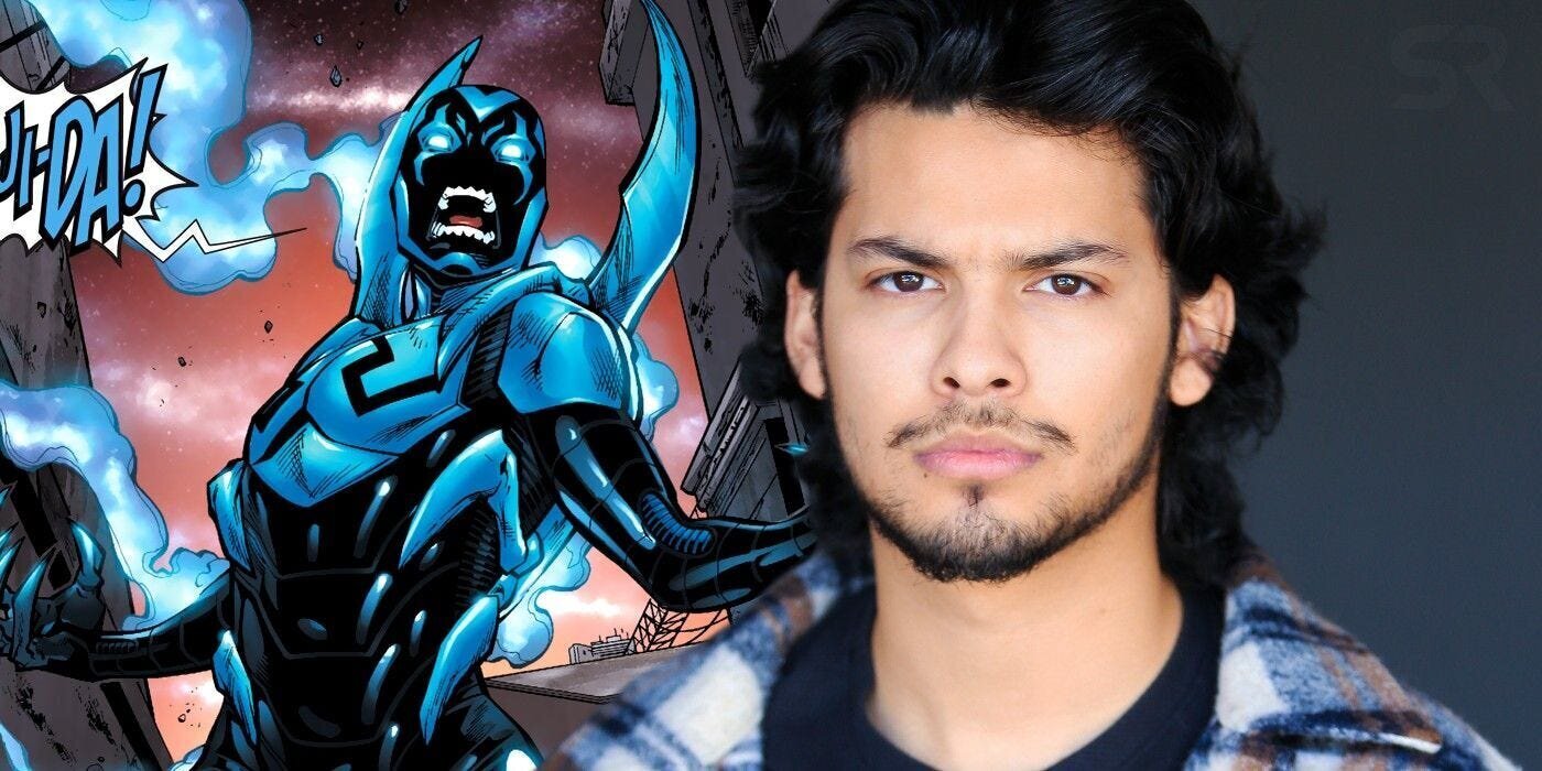 Blue Beetle Movie: Release Date, Storyline, and What to Expect from DC's Groundbreaking Latino Superhero Film 4 | Mania Africa | maniainc.com A picture of Xolo Maridueña who will star in Blue Beetle alongside the pictue of Blue Beetle from the Blue Beetle comics