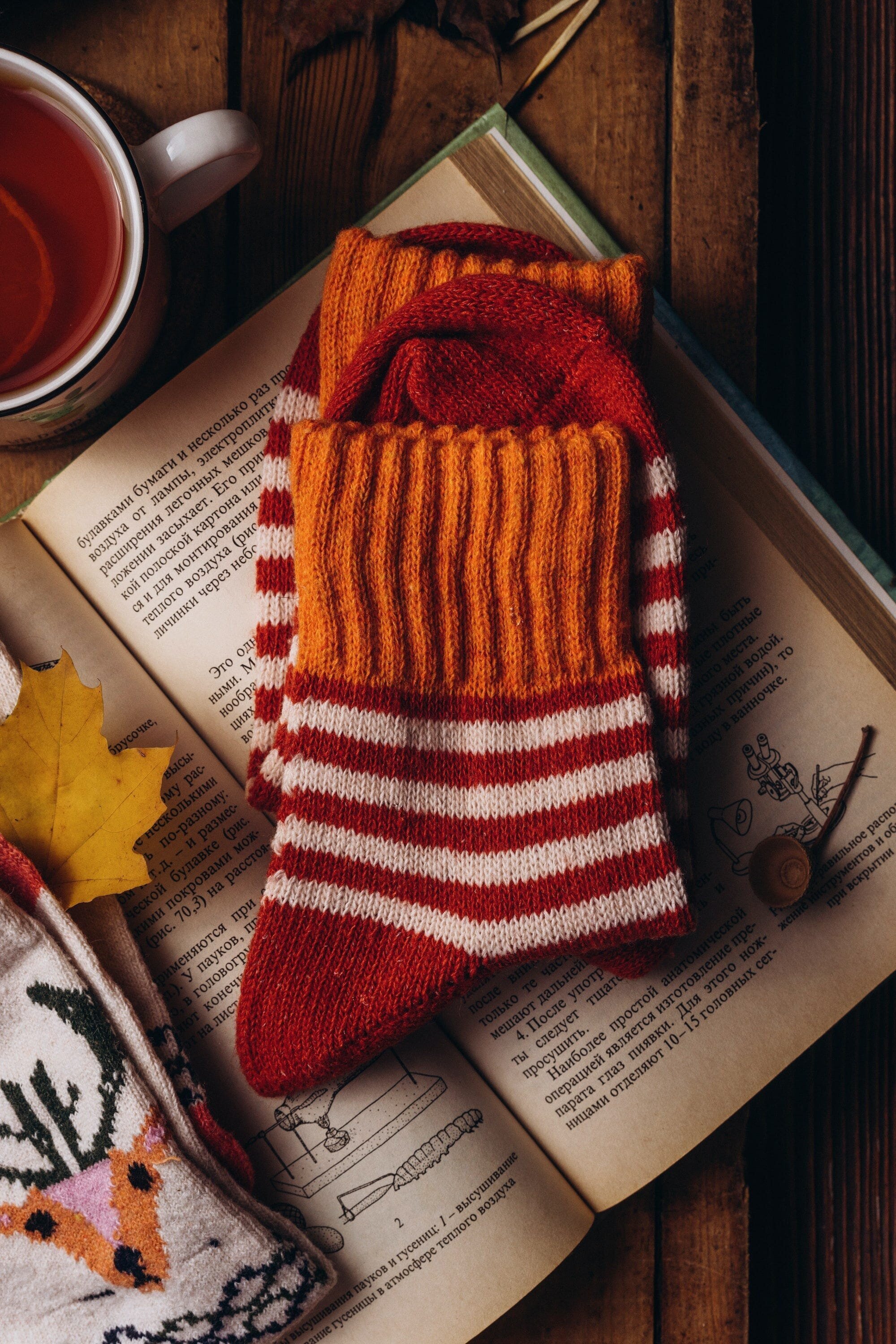 Stay Cozy and Stylish: Tips for Styling Your Outfits with Soft and Cozy Accessories 2 | Mania Africa | maniainc.com Two cozy pair of cloth socks placed on top of a book
