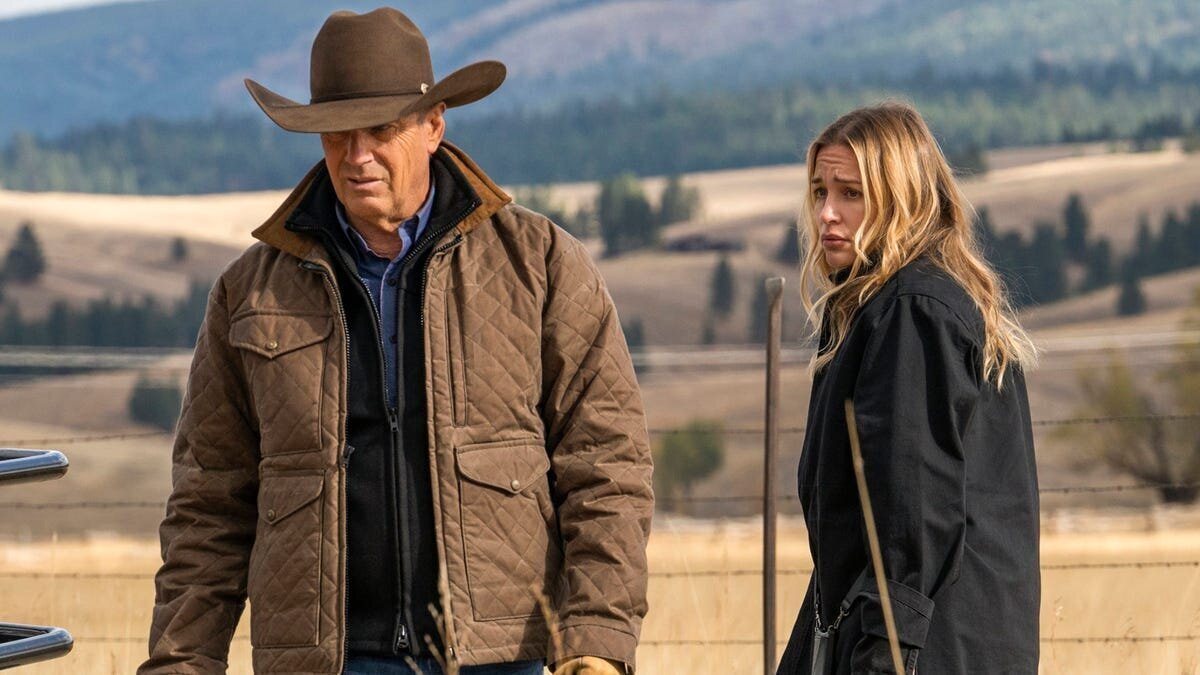 Yellowstone Season 5 Review 3 | Mania Africa | maniainc.com Summer Higgins and John Dutton in the Yellowstone ranch