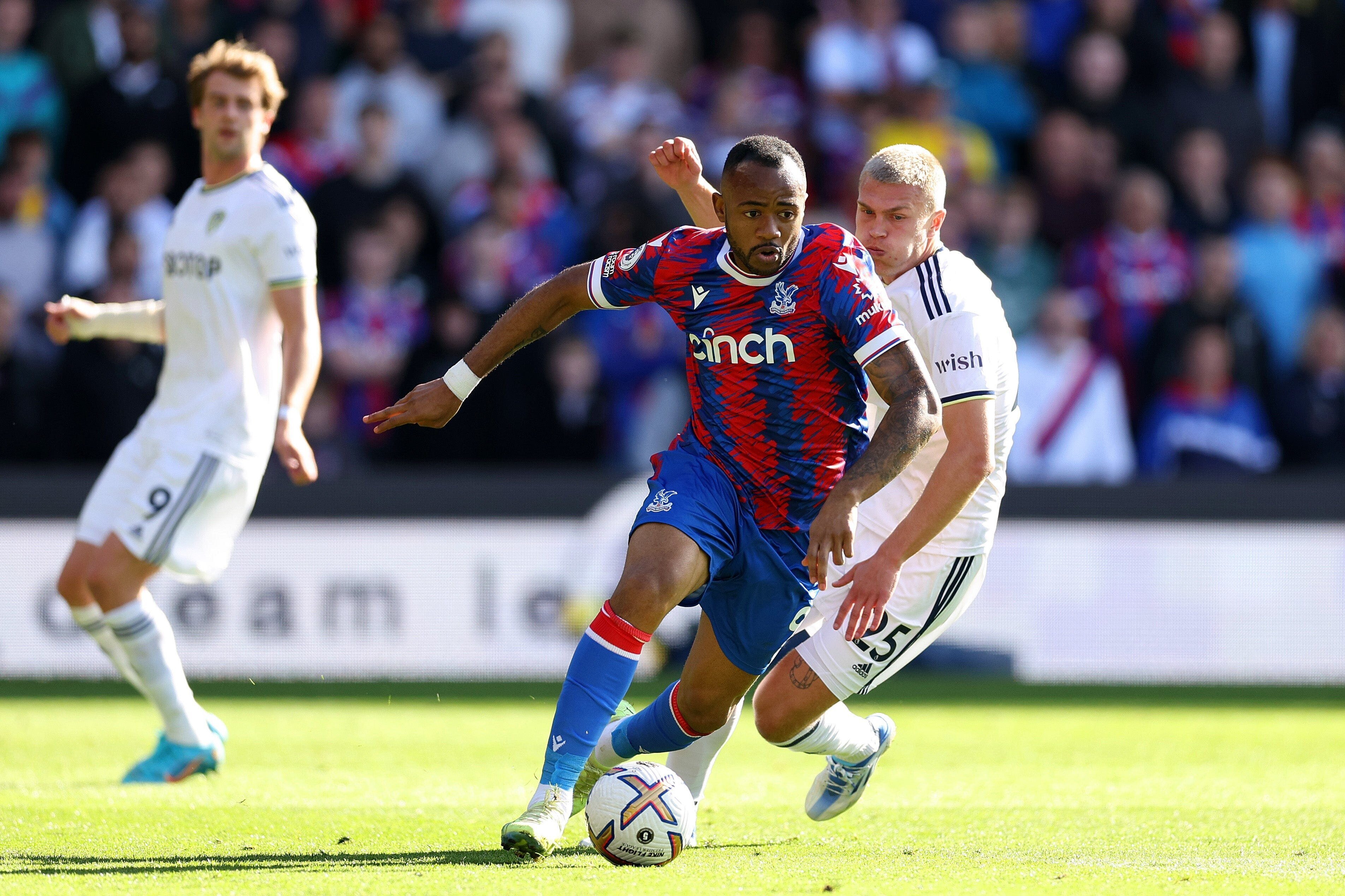 Energetic Liverpool Comeback Denies Arsenal Crucial Win as Crystal Palace Demolishes Leeds United 3 | Mania Africa | maniainc.com Jordan Ayew playing against Leeds United. He scored a brace for Crystal Palace in their 5-2 win against Leeds United