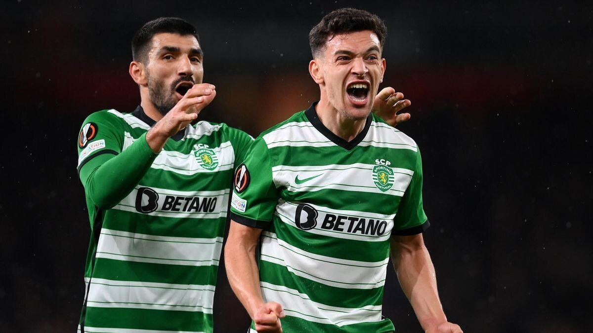 Manchester United and Juventus Proceed to the Europa League Quarterfinals as Arsenal Loses Out on Penalties 2 | Mania Africa | maniainc.com Pedro Goncalves celebrating his wonderful goal against Arsenal in their Europa League Round of 16 Leg 2 encounter