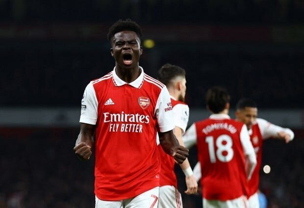 Man City Upend Arsenal as Bayern Munich Get One Up on PSG 2 | Mania Africa | maniainc.com Arsenal's Bukayo Saka celebrating his goal against Man City