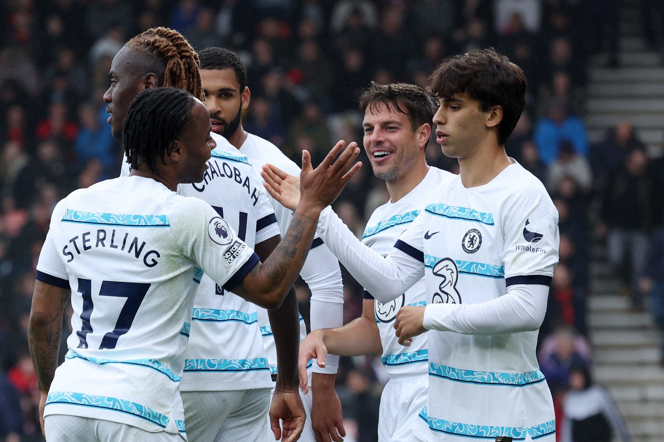 Manchester City, Chelsea, Tottenham, and Liverpool Bag Crucial Points in the First of EPL GW 35 Matchups 2 | Mania Africa | maniainc.com Chelsea's players Joao Felix and Raheem Sterling celebrate a goal as Chelsea beat Bournemouth 3-1 in EPL Gameweek 35