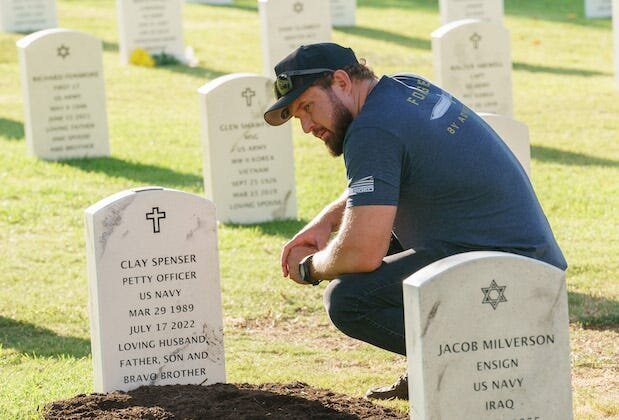 SEAL Team Season 6 Review 5 | Mania Africa | maniainc.com Sonny visiting Clay's grave