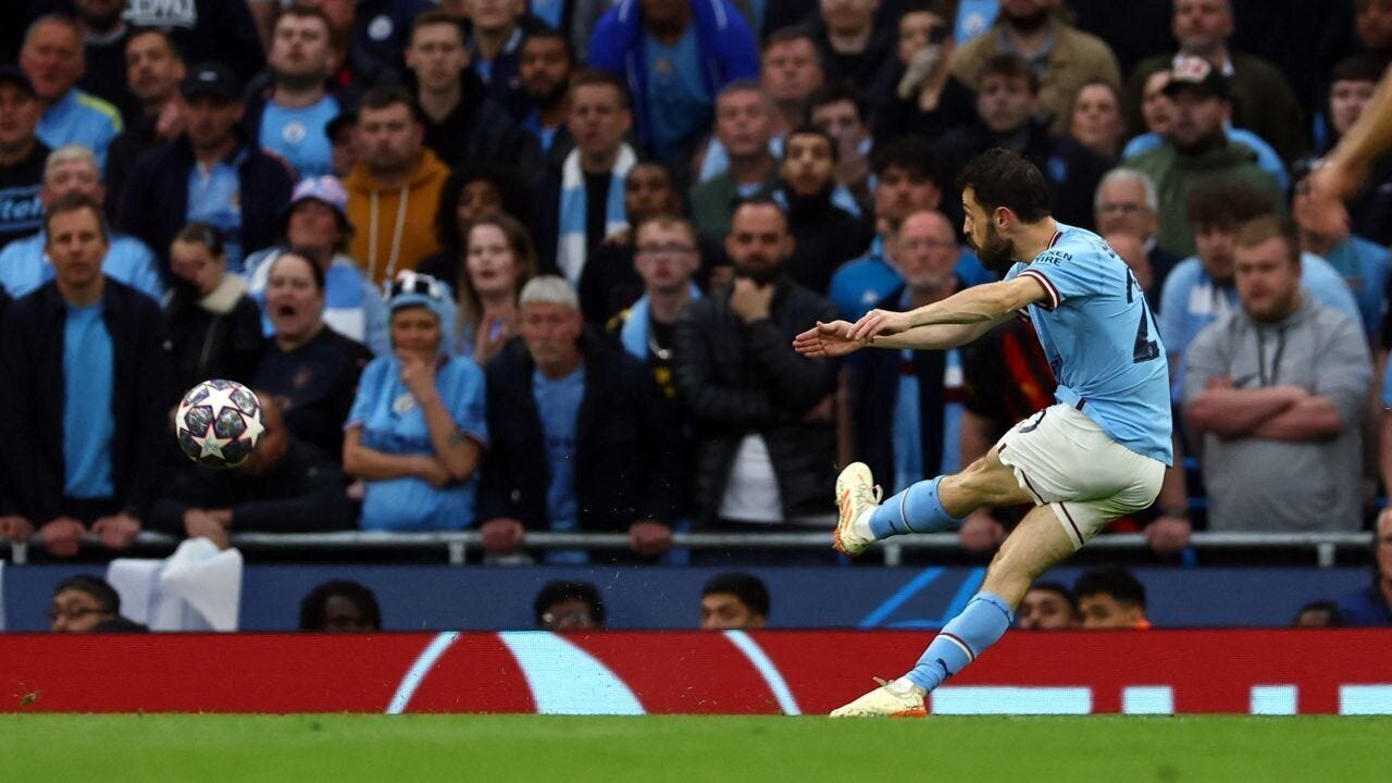 It's Manchester City vs Inter Milan for the UEFA Champions League 2022-23 Final After Man City Beat Real Madrid in the Semifinals 2 | Mania Africa | maniainc.com Bernardo Silva scored a hugely valuable brace for Man City