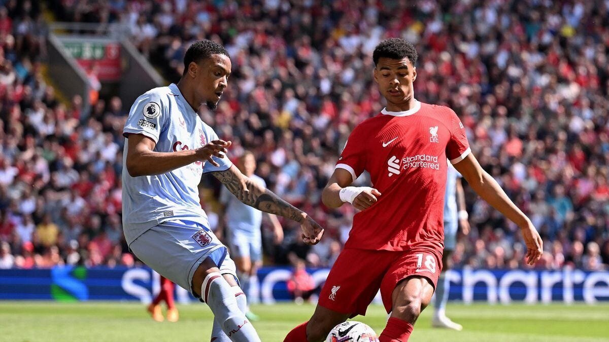 EPL GW 37 Results: Man City are 2022-23 EPL Winners as Arsenal, Tottenham, and Liverpool Fall Short with United Bagging a Crucial Win 2 | Mania Africa | maniainc.com Liverpool's Gakpo playing against AVL. Liverpool drew Aston Villa 1-1