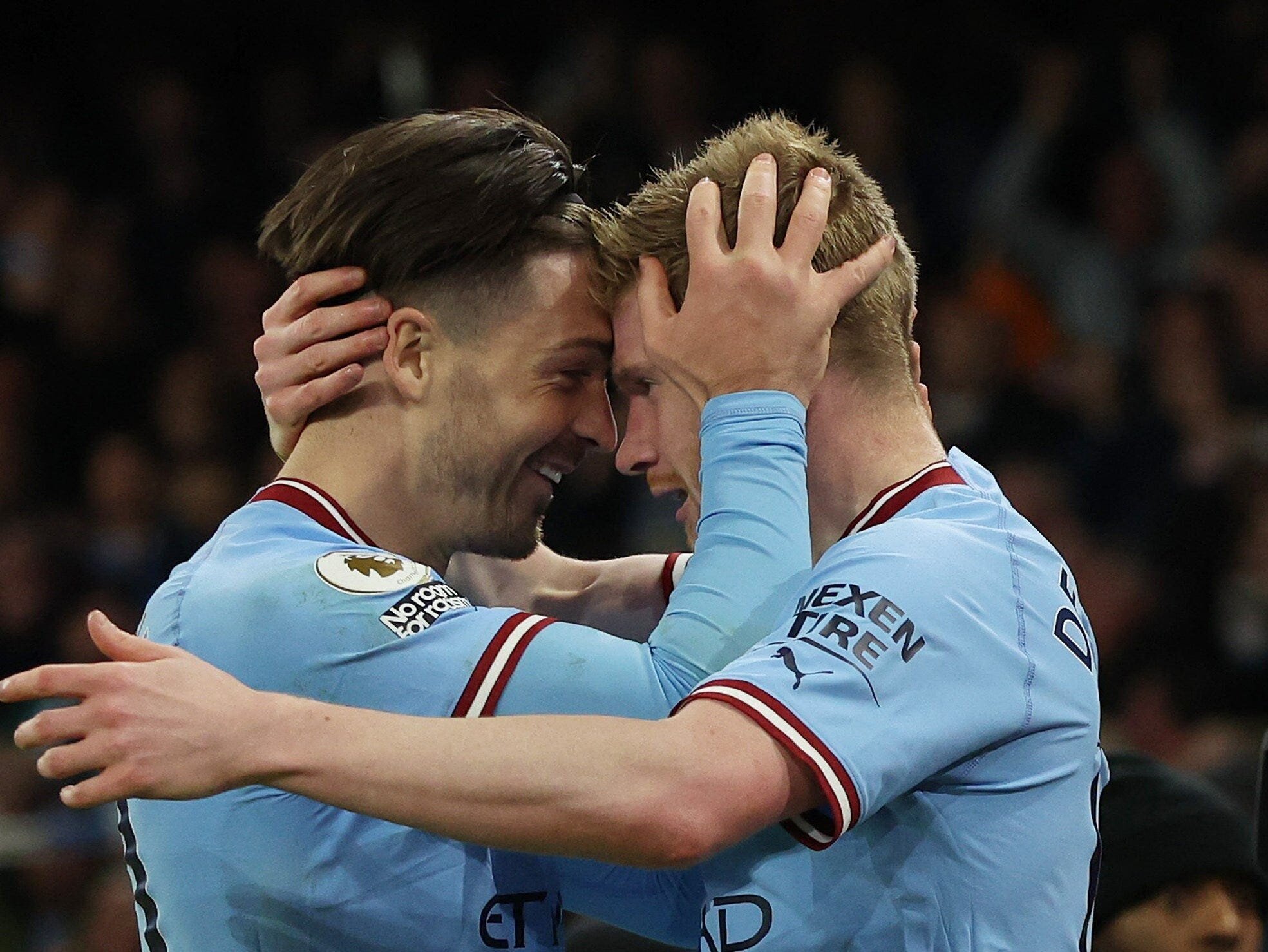 EPL GW 33 Results: Arsenal Suffer Scathing Defeat Against Manchester City and Now Likely to Lose EPL Title Lead Plus Chelsea's Defeat by Brentford and More 2 | Mania Africa | maniainc.com Kevin De Bruyne celebrating his brace against Arsenal with Jack Grealish in EPL GW 33