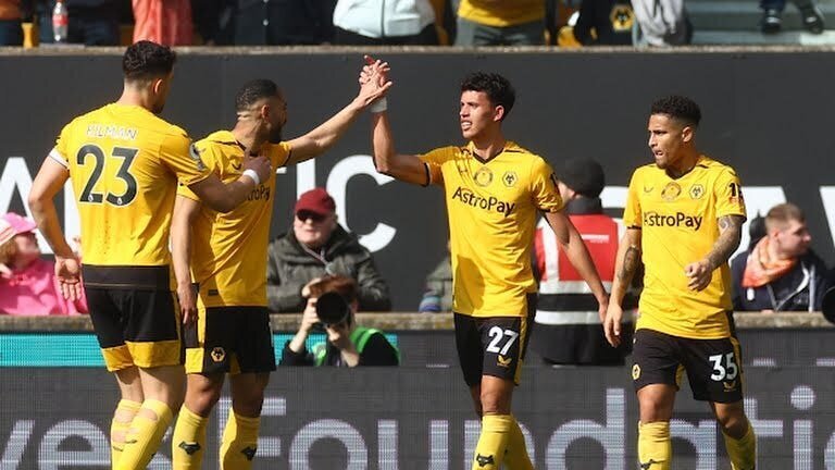 Man United Nick Everton as Chelsea are Overpowered by Wolves in EPL GW 30 3 | Mania Africa | maniainc.com Matheus Nunes celebrating his goal against Chelsea with his teammates
