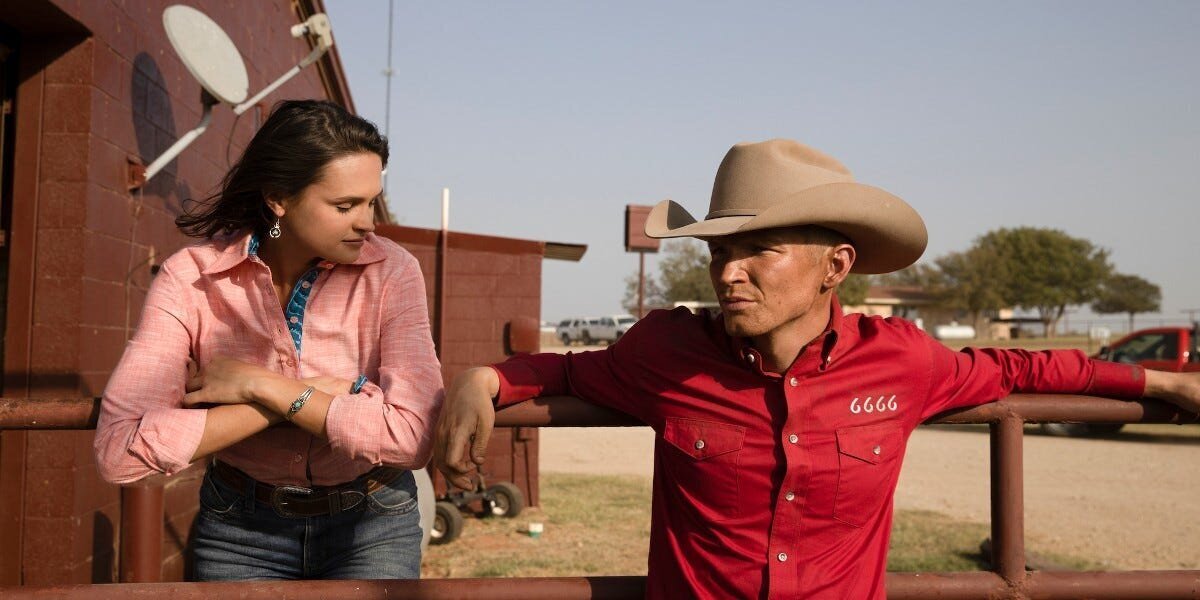 Yellowstone Season 5 Review 8 | Mania Africa | maniainc.com Jimmy and his Fiancée Emily in Texas