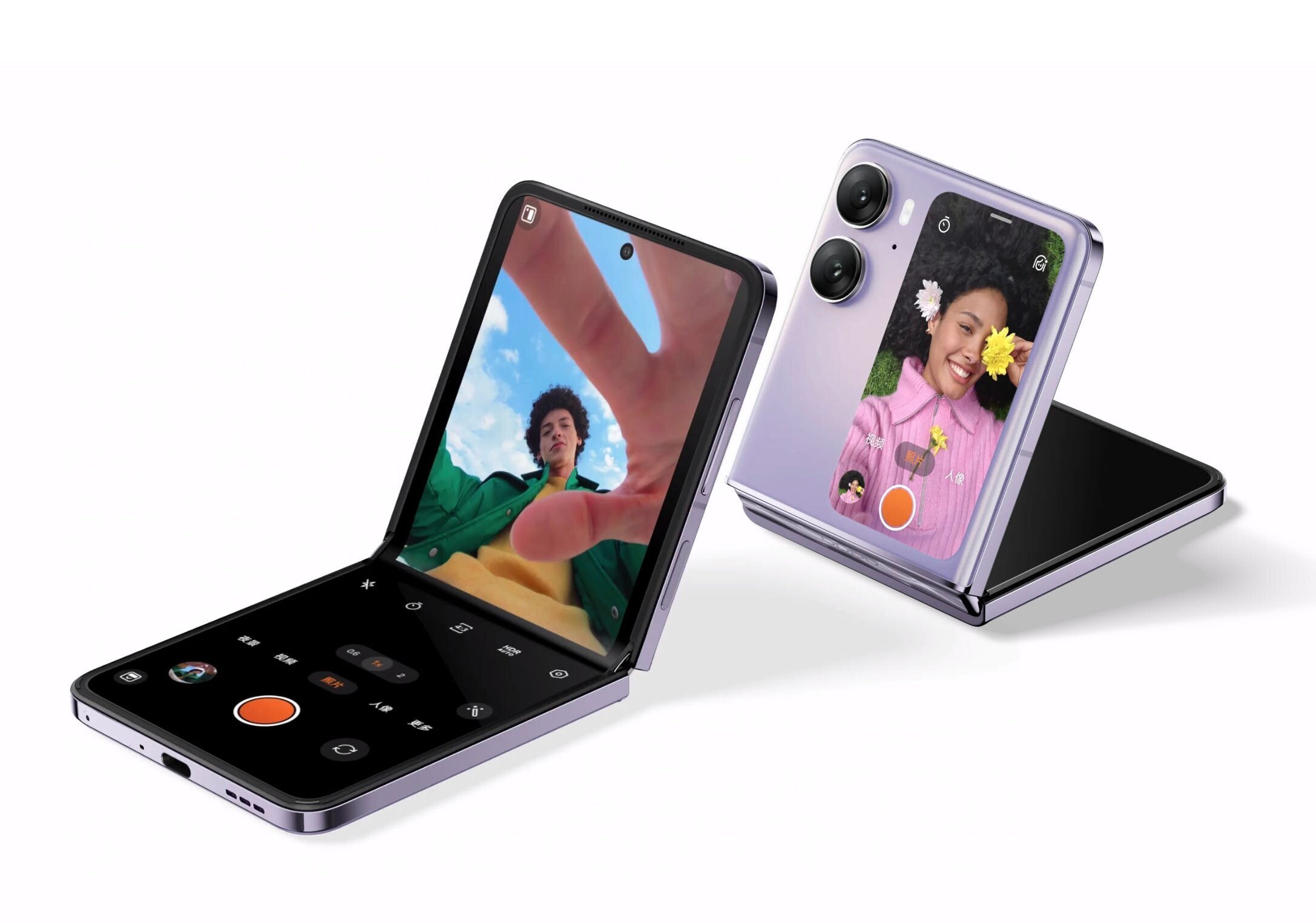 Oppo Find N2 Flip Foldable Phone Review - The Best After the Best 3 | Mania Africa | maniainc.com Two Oppo Find N2 Flip phones semi-folded while being used to take photos