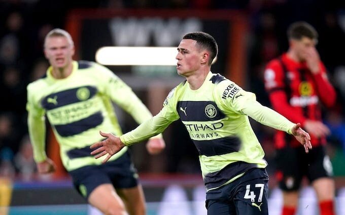 Arsenal and Man City Win in their Respective Games in EPL GW 25, Intensifying the Race for the Premier League Title 2 | Mania Africa | maniainc.com Phil Foden celebrating his goal against Bournemouth with Erling Haaland running to him to celebrate together