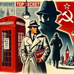 DALL·E 2025-01-25 16.24.35 - A Cold War-era illustration depicting a British MI6 agent and a shadowy Soviet figure in a tense confrontation, with a 1960s aesthetic