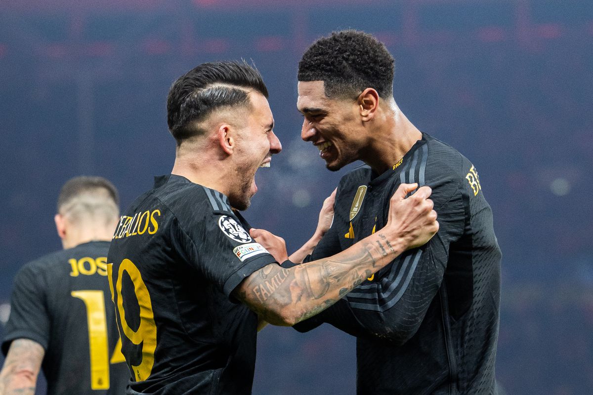Teams Qualifying for the UCL Round of 16 - UCL 23-24 3 | Mania Africa | maniainc.com Union Berlin 2 - 3 Real Madrid - Ceballos and Jude Bellingham celebrating a goal against Union Berlin in Matchday 6; 2023 UEFA Champions League Group Stage - Mania Africa