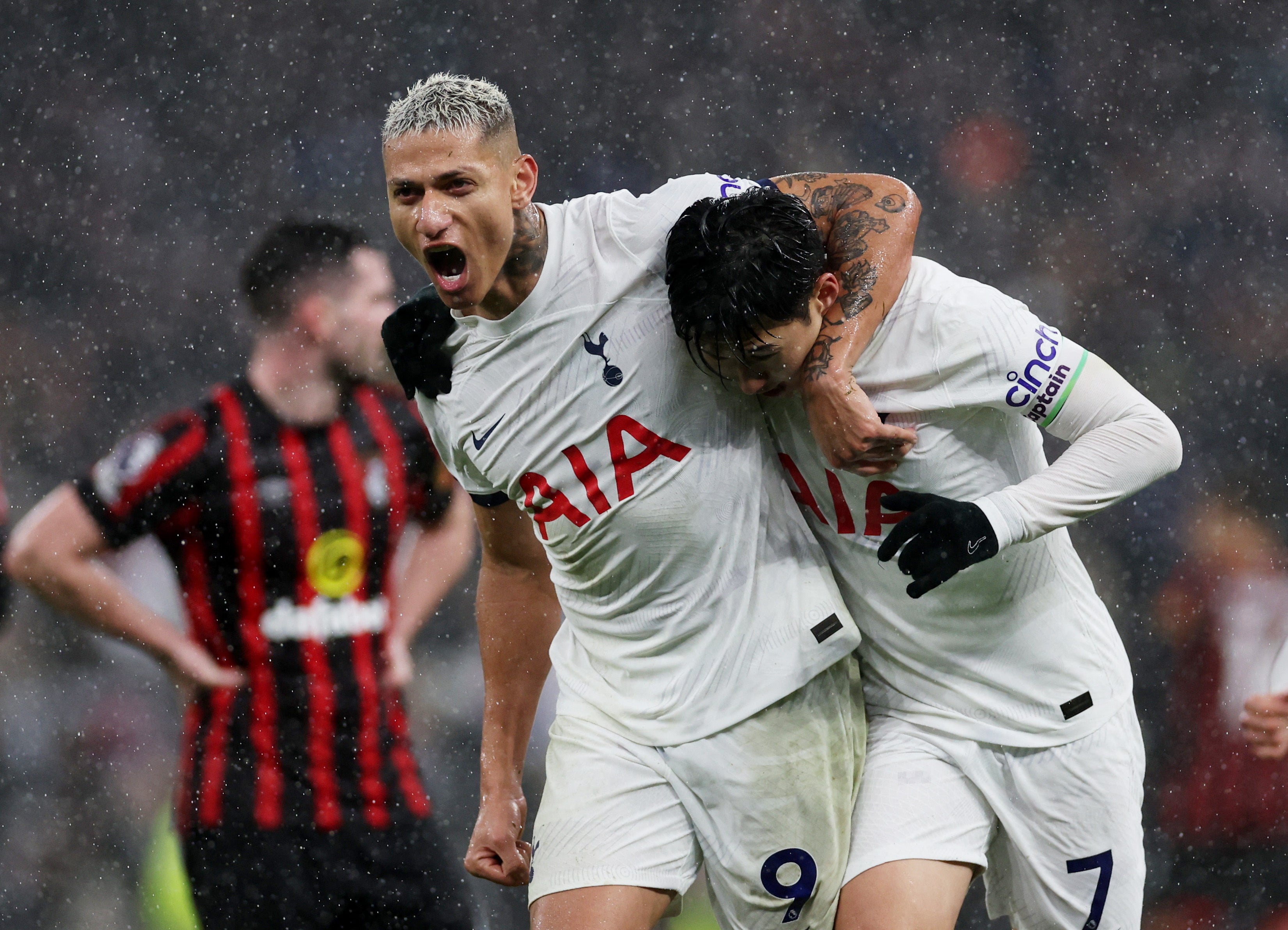 Liverpool Atop the Premier League Table after Beating Newcastle as Fulham Beat Arsenal and Tottenham Flourish in EPL GW 20 4 | Mania Africa | maniainc.com Richarlison and Son celebrating a goal as they beat Bournemouth 3-1 in EPL GW 20 | Tottenham v Bournemouth | Mania Africa