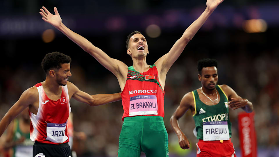 Paris 2024 Olympics: Must-See Highlights and Full List of Winners 82 | Mania Africa | maniainc.com Morocco’s Soufiane El Bakkali celebrates his gold medal | Paris 2024 Olympics: Must-See Highlights and Full List of Winners | Mania Africa