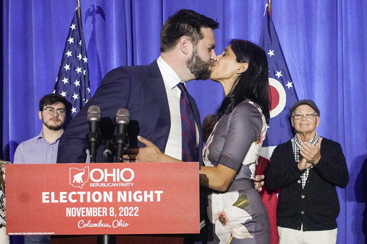 Trump Nominates J.D Vance as His Running Mate During the RNC 5 | Mania Africa | maniainc.com J.D Vance and his wife Usha Chilukuri during the Ohio election night on November 8, 2022 | Is J.D. Vance a family man? | Mania Africa