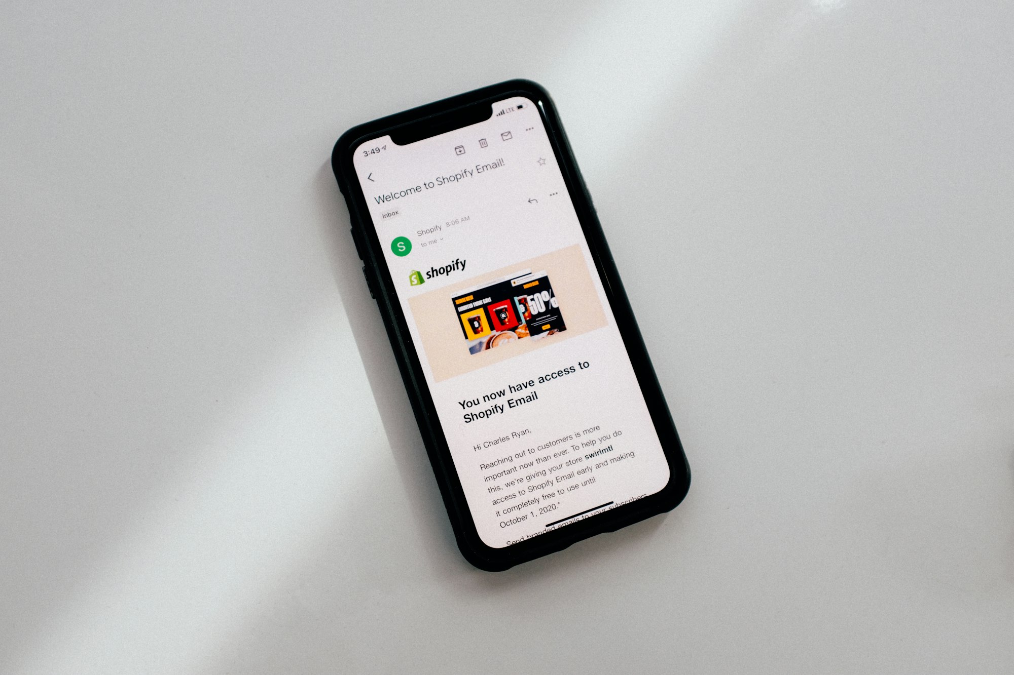 The Ultimate Guide to Content Marketing and Website Promotion: Tips, Hacks, and Useful Advice 13 | Mania Africa | maniainc.com A phone showing a marketing email | How Can I Promote My Blogging Website? | In-Depth Content Marketing Guide with FAQs | Mania Marketing