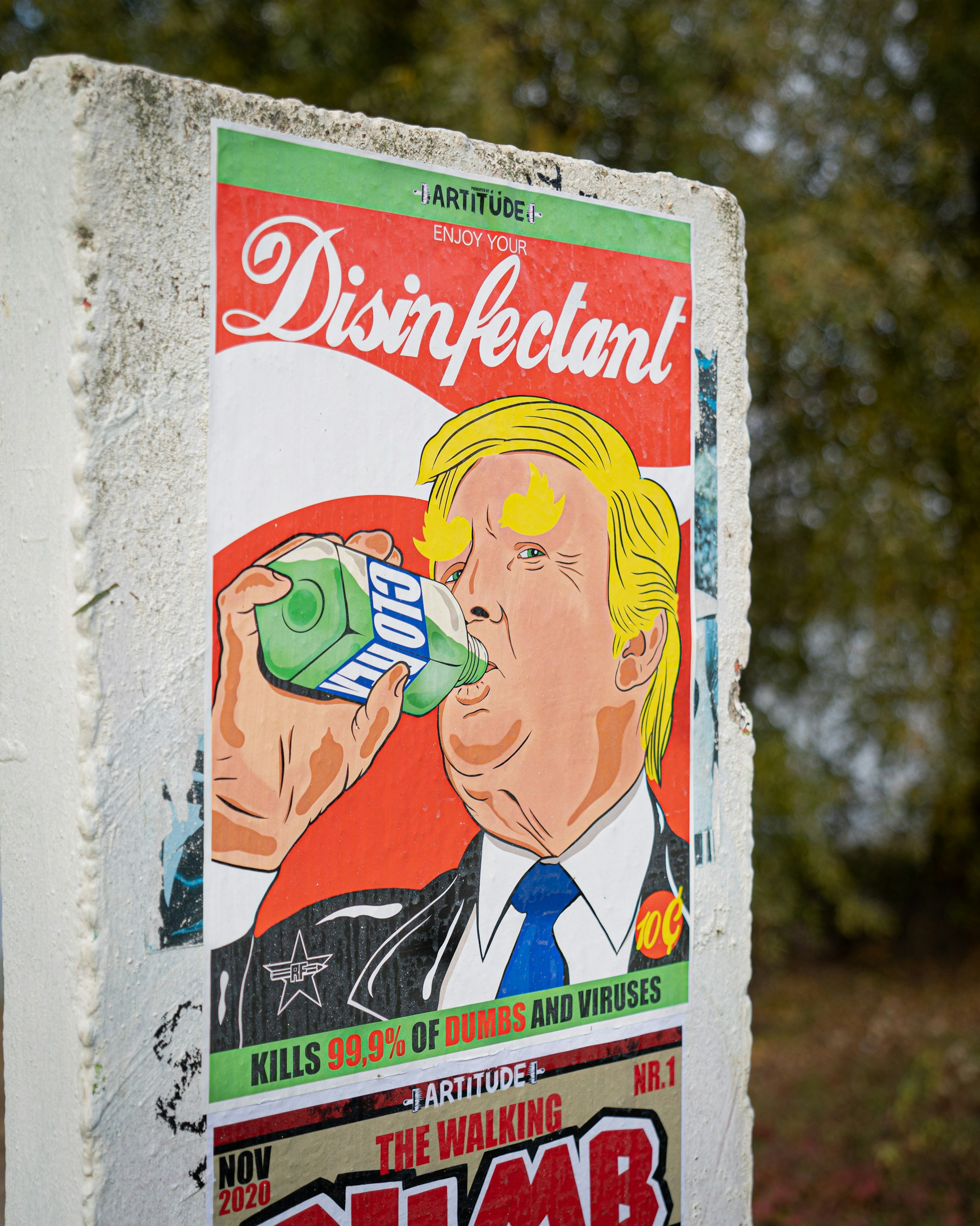 Conspiracy Theories and Extremism: Is a Civil War Looming in America? 3 | Mania Africa | maniainc.com A poster showing Trump drinking disinfectant liquid | Conspiracy theories are absurd ideologies such as Trump