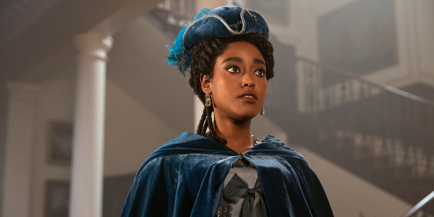 Queen Charlotte: A Bridgerton Story Review 4 | Mania Africa | maniainc.com The breathtakingly beautiful Agatha Danbury with her husband Lord Herman Danbury | Queen Charlotte: A Bridgerton Story Review | Mania Inc.