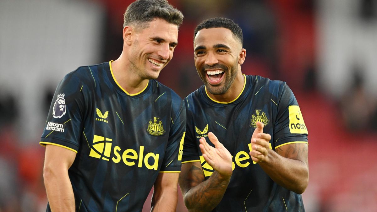 Callum Wilson and teammate laughing