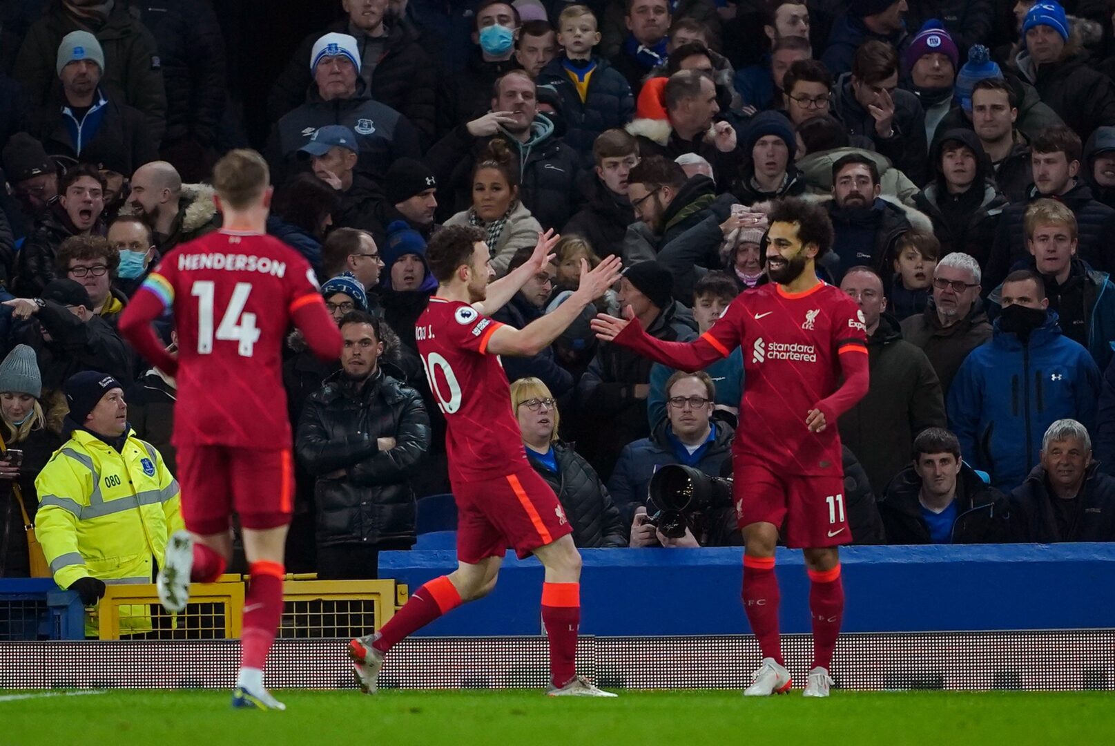 Salah and his teammates celebrating