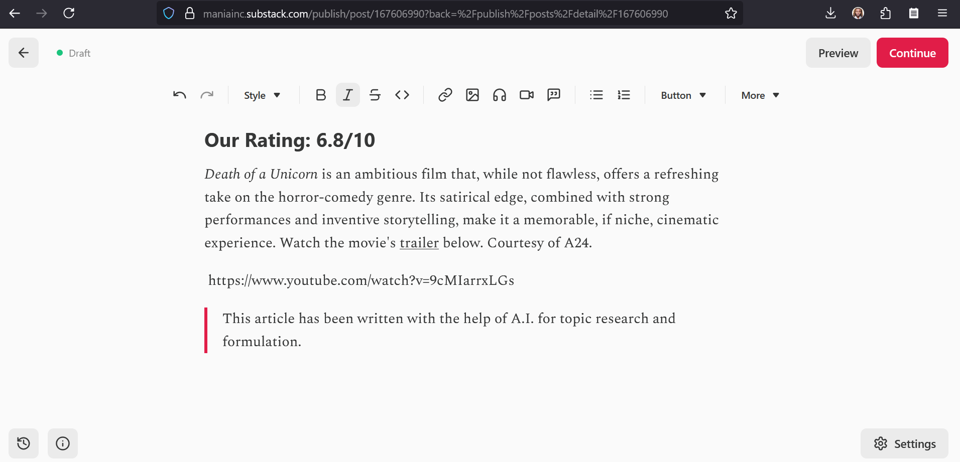 Migrating from Ghost to Substack by Migrating from Ghost to WordPress 15 | Mania Africa | maniainc.com Broken Embeds in Imported Post