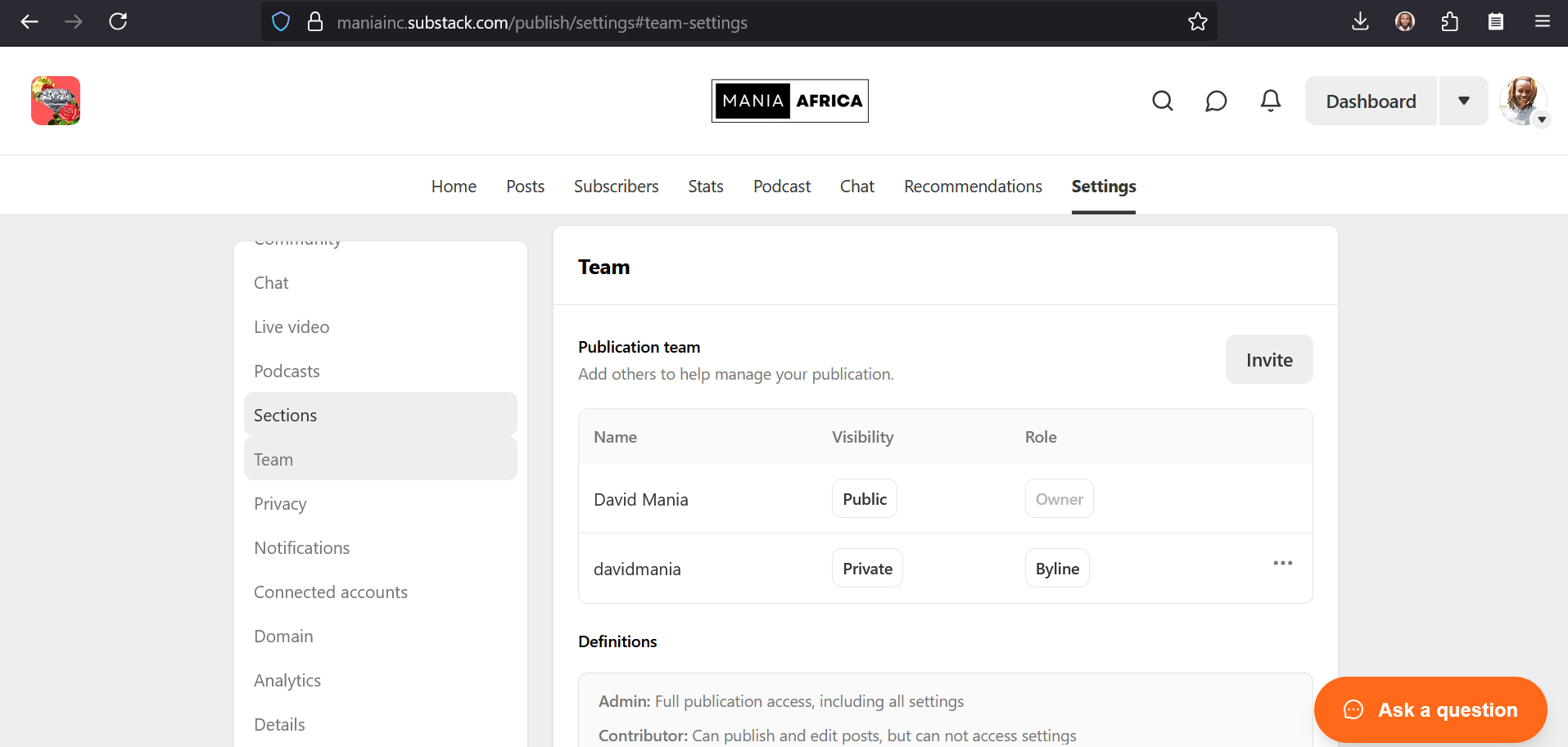 Migrating from Ghost to Substack by Migrating from Ghost to WordPress 17 | Mania Africa | maniainc.com Change Team Members in Substack Settings