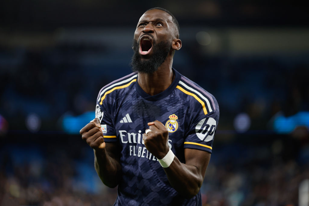 Not-so-Treble: Manchester City and Arsenal Kicked Off the Champions League 3 | Mania Africa | maniainc.com Antonio Rudiger wildly celebrating his goal against Man City in an expression of awe and disbelief | UCL Quarterfinals Man City v Real Madrid Penalty Shootout | Mania Sports