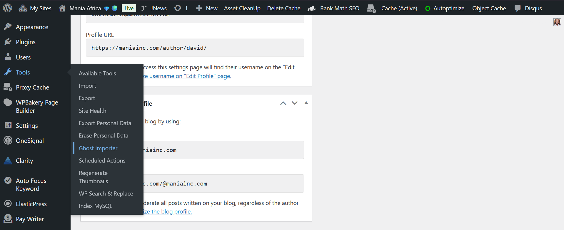 Migrating from Ghost to Substack by Migrating from Ghost to WordPress 3 | Mania Africa | maniainc.com WP Tools Tab