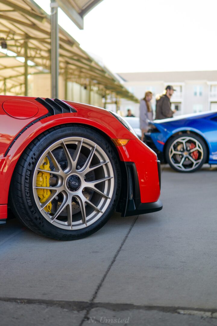 The tire on a GT2RS from Cars and Coffee. Run-flat tires are designed to ensure a minimal loss of control when a puncture occurs.