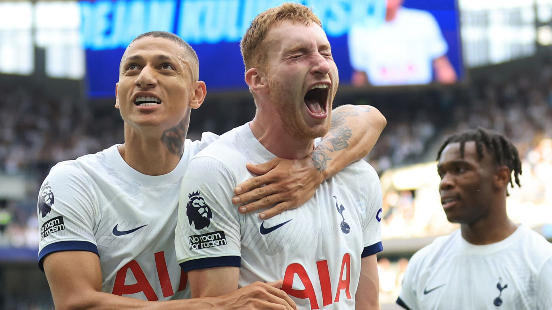 The Premier League is a Cruel Animal: EPL Gameweek 5 Results: Triumph for Spurs, City, and Liverpool as Man Utd Suffer a Cruel Loss 3 | Mania Africa | maniainc.com Kulusevski celebrating