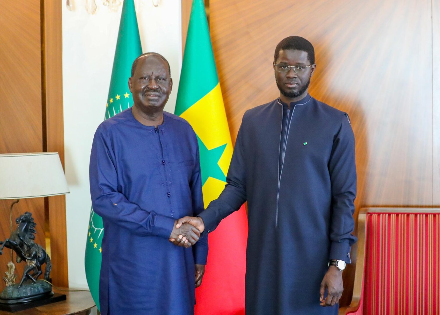 Raila Odinga’s Defeat at the AUC Chairmanship Vote: A Turning Point for Kenyan Politics 3 | Mania Africa | maniainc.com Raila Odinga meeting with Senegalese President, Bassirou Diomaye Diakhar Faye to garner his support for the AUC Chairmanship bid